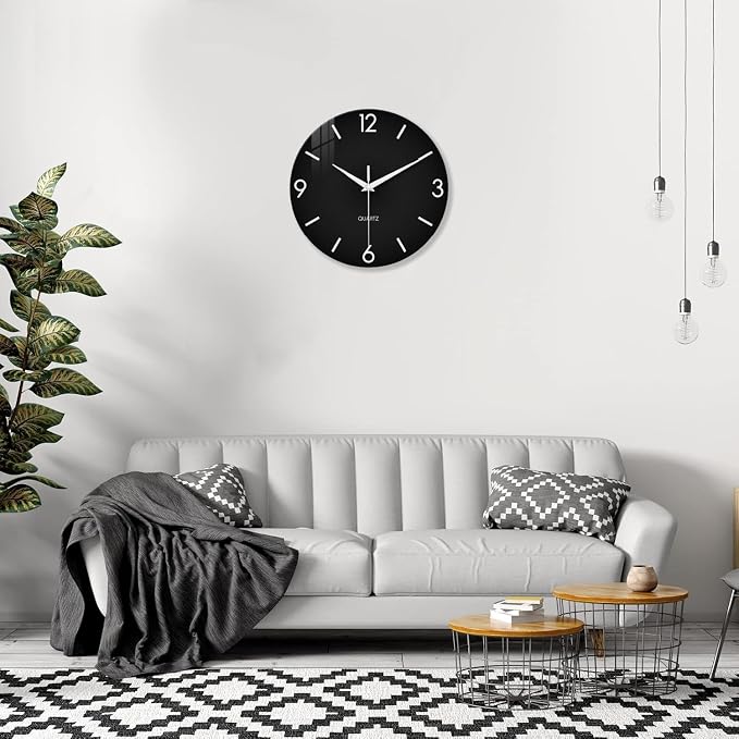 XFM Large Black Wall Clock 24 Inch Simple Wall Clocks Battery Operated Modern - Image 5