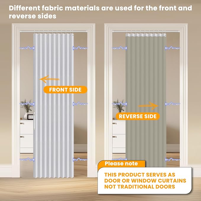 AJAZZ 100% Blackout Accordion Doors Interior Closet Curtain Magnetic Door - Image 3