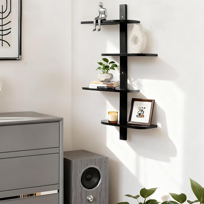Afuly Black Floating Shelves for Wall Display Shelf Unit Modern Decorative - Image 2