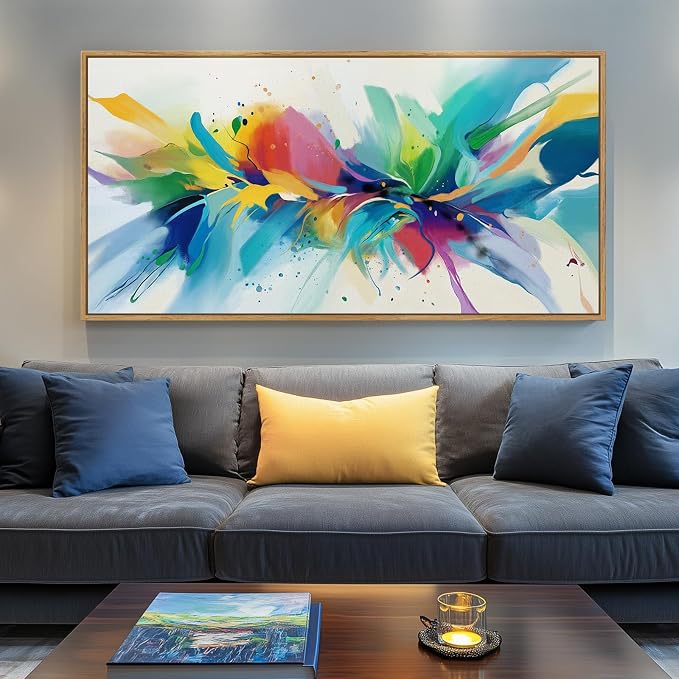 Large Framed Colorful Abstract Wall Art by Cuspin