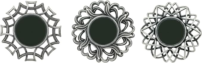 Retro Silver Mirrors for Wall Pack of 3. Round Mirrors. Decorative - Image 3