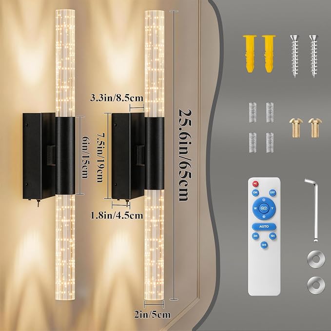 camuucci Battery Operated Wall Sconces Set of 2 Rechargeable Battery Powered - Image 4