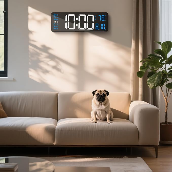 Digital Wall Clocks for Classroom, Temperature, Night Light for Living Room - Image 9