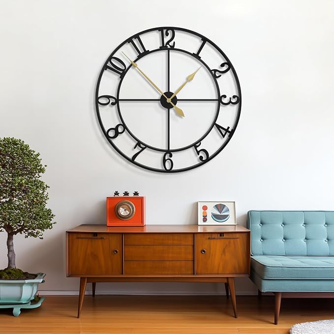 LEIKE Extra Large Wall Clocks, Silent Little Ticking, Battery Operated Vintage - Image 7