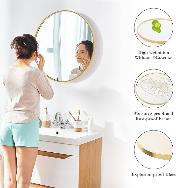 Sweetcrispy 28 Inch Round Wall Mirror - Image 2