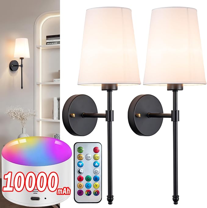 YHCDLAMP Battery Operated Wall Sconce Light by YHCDLAMP