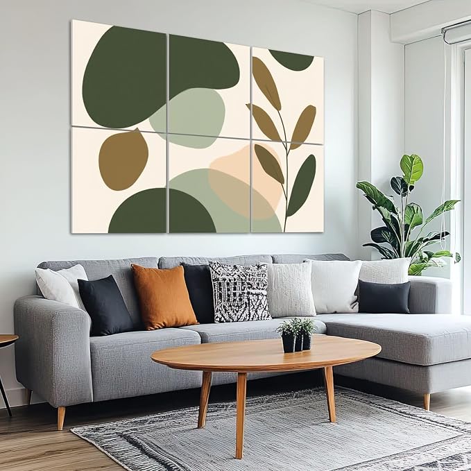 6 Pack Art Acoustic Panels Sound Absorbing Boho Botanical Leaf Orange Green - Image 6