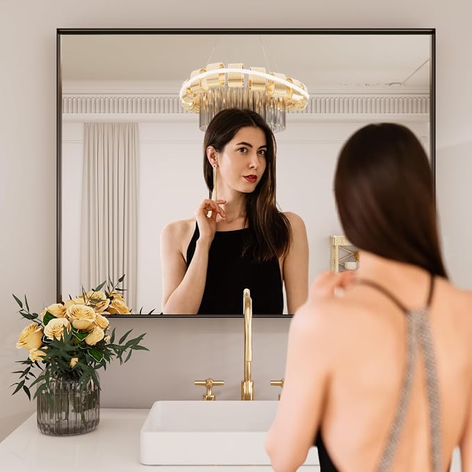 LOAAO Black Bathroom Mirror 28"X36" - Image 2
