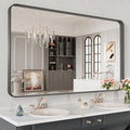 LOAAO 48X28 Inch Black Metal Framed Bathroom Mirror by LOAAO