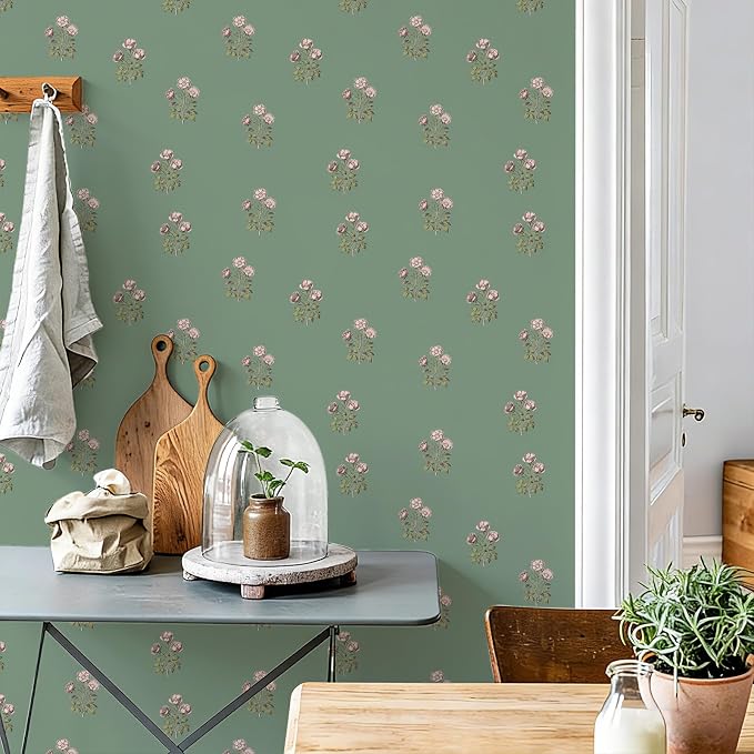 17.3" x 196.8" Vintage Floral Wallpaper Peel and Stick Boho Wallpaper Removable - Image 7