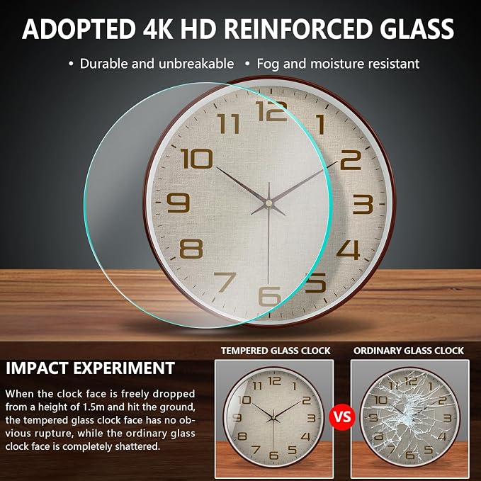 Woodgrain Wall Clocks Battery Operated 12 Inch - Image 5