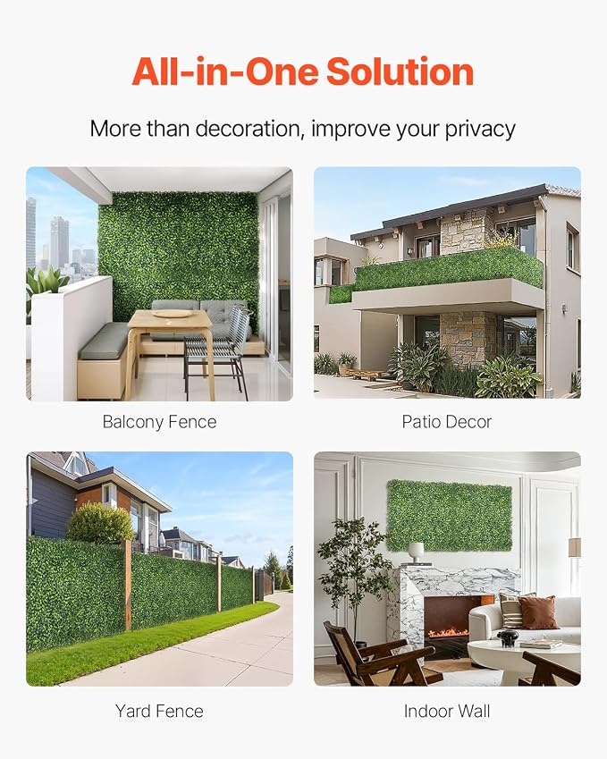 VEVOR Artificial Grass Wall Panels, 60 x 120 inch, Milan Grass Greenery Boxwood - Image 5