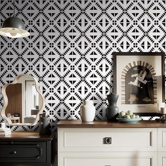 Jeweluck Black and White Peel and Stick Wallpaper Black and White Removable - Image 8