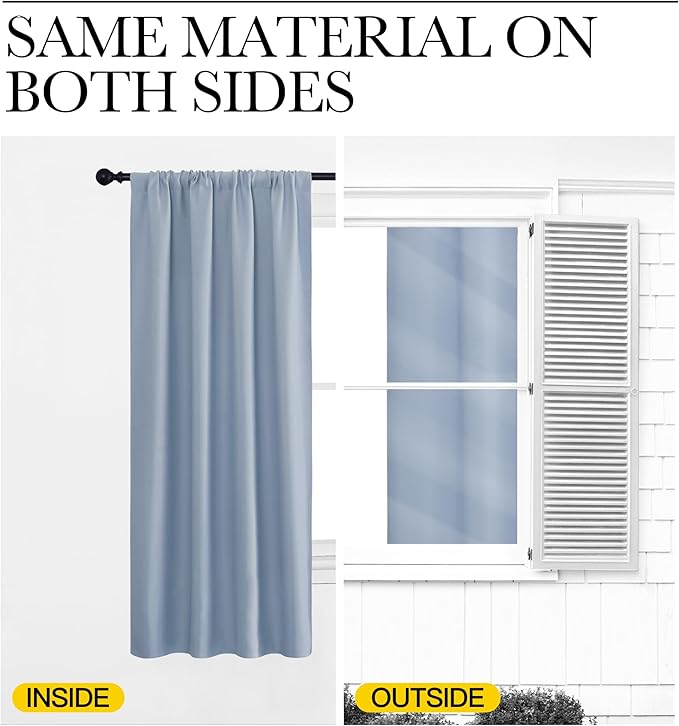 NICETOWN Blackout Curtains for Living Room, Vintage Blue, 2 Panels, 42 by 63 - Image 5
