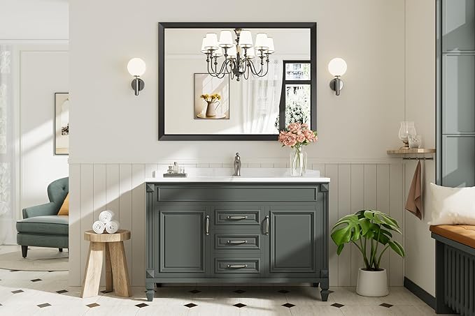 Briivue 48x36 Inch Black Bathroom Mirror - Image 3