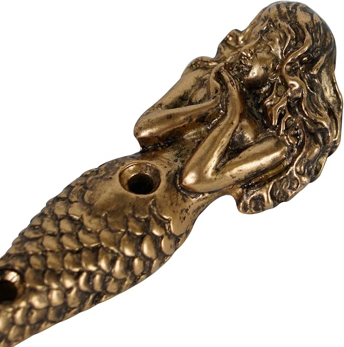 SOFFEE DESIGN 2pcs Gold Mermaid Shape Metal Wall Coat Hooks, Beach Decoration - Image 7