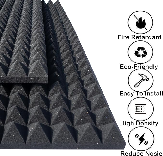 4 Pack Acoustic Foam, High Density Fire Resistant Soundproof Panels - Image 2