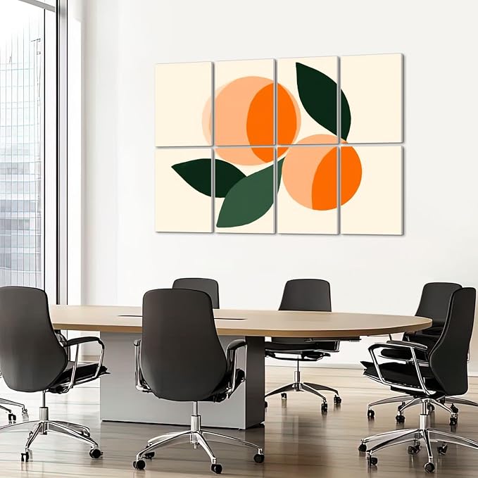 8 Pack Art Acoustic Panels Sound Absorbing Boho Botanical Leaf Orange Green - Image 7