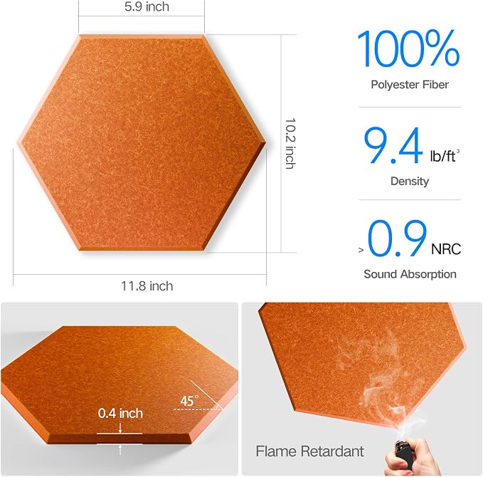 8 Pack Self-Adhesive Acoustic Panels 12" X 10" X 0.4" - Image 3