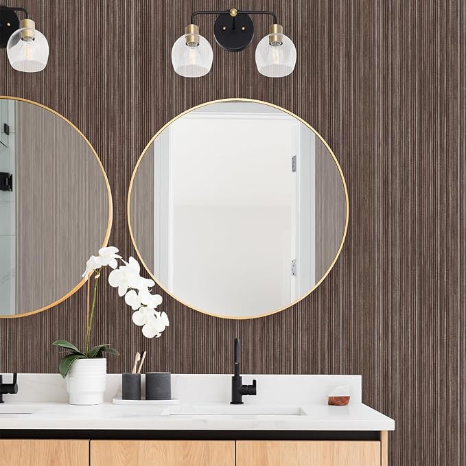Tempaper Textured Brown & Metallic Silver Faux Grasscloth Removable Peel and - Image 8