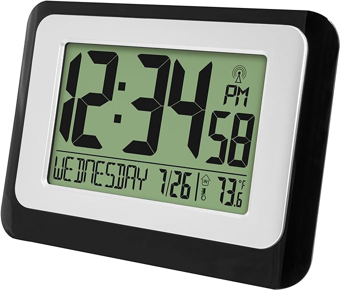 La Crosse Technology W88631 Digital Atomic Black Wall Clock - Image 2