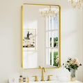 Keonjinn Gold Bathroom Mirrors for Over Sink, 40” x 24” Rounded Rectangle by Keonjinn
