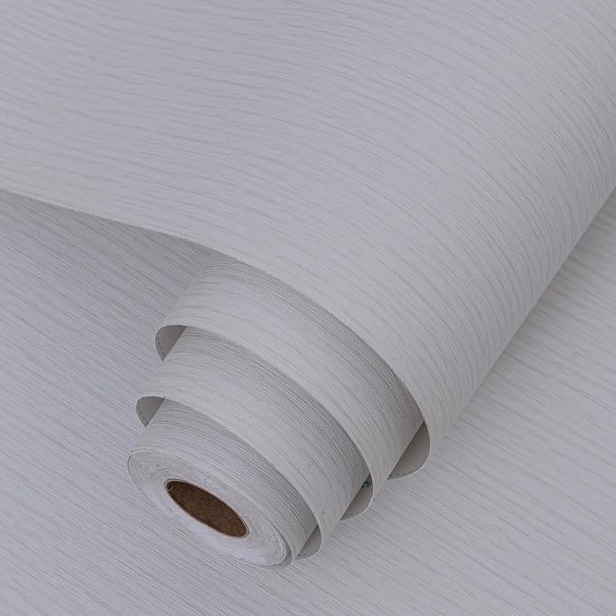Grasscloth Peel and Stick Wallpaper 20.8"x394" Light Gray Thick Fabric Textured - Image 2