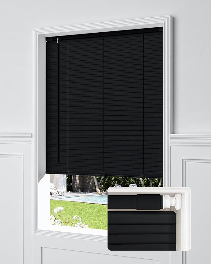 UNISHADES No Drill Blinds for Windows 1" Vinyl L-Shaped Slats Cordless Mini by UNISHADES