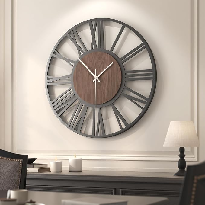 Cuspin 30 Inch Large Wall Clock, Silent Non Ticking Battery Operated Roman - Image 3