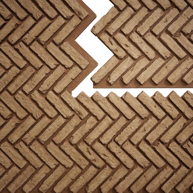 EverStone Herringbone Faux Brick Panel, 46 1/2"W x 25 1/4"H x 1"D, Terracotta - Image 9