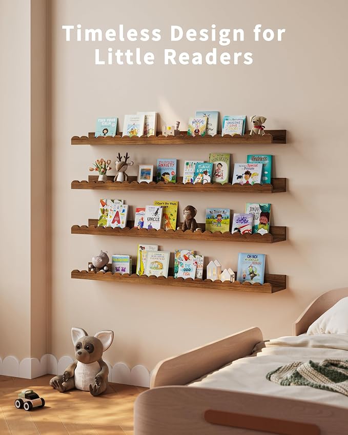 Shario Nursery Book Shelves, Scalloped Shelves, Wall Book Shelves - Image 5
