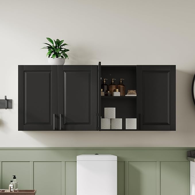 ChooChoo Laundry Room Cabinets, 4 Doors Wall Mounted Storage Cabinet, Kitchen - Image 7
