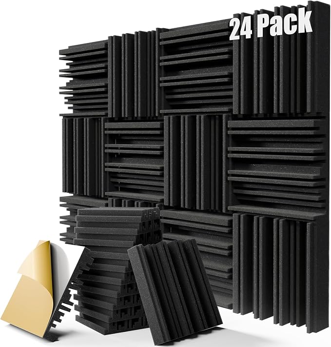 Upgrade 24 pack Self-adhesive Sound Proof Foam Panels, Decorative Soundproof by ZELMINE