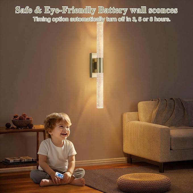 camuucci Battery Operated Wall Sconces Set of 2 Rechargeable Battery Powered - Image 7