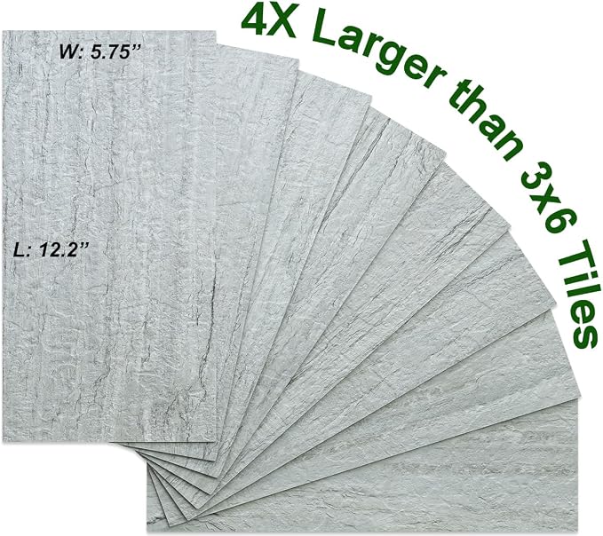 AULIGET 20-Piece Grey Shale Peel and Stick Backsplash Wall Tiles, Laundry Room - Image 3