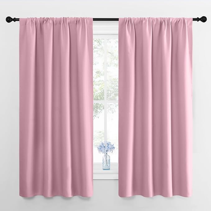 NICETOWN Kitchen Curtains, Short Blackout Drapes, Rouge Pink, 34 in x 45 in by NICETOWN