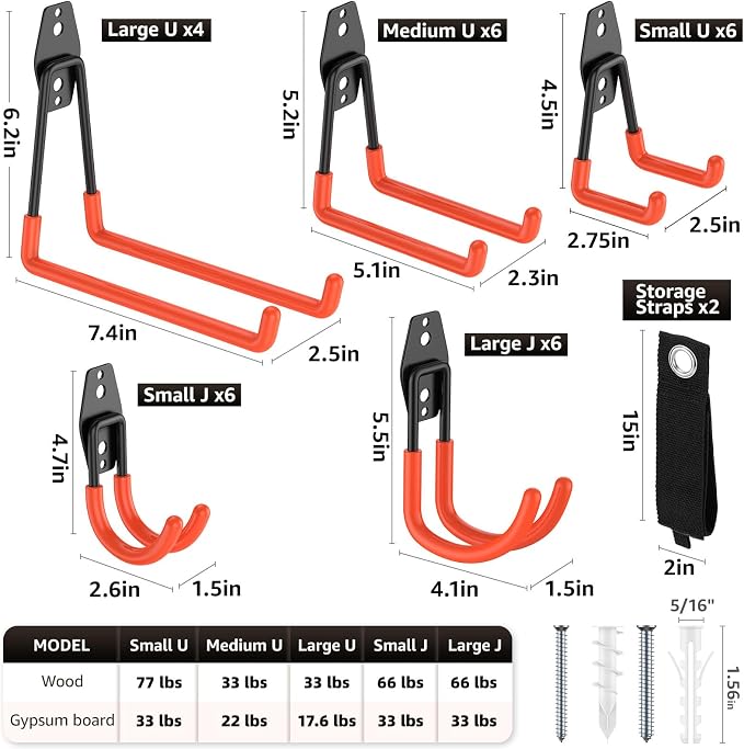 30 Pack Garage Hooks, Heavy Duty Steel Wall Mount Utility Hangers - Image 2