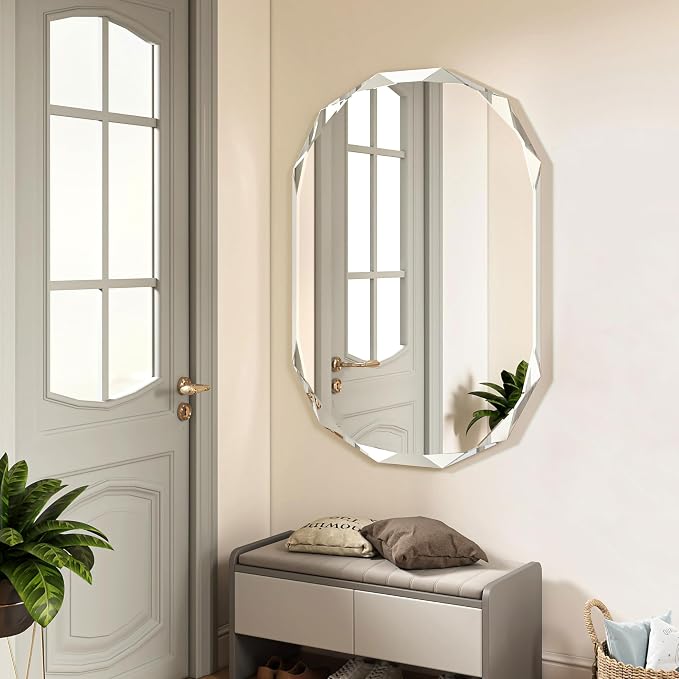 Bathroom Mirrors for Over Sink, Round Frameless Mirrors for Wall, 20x30 Inch - Image 3