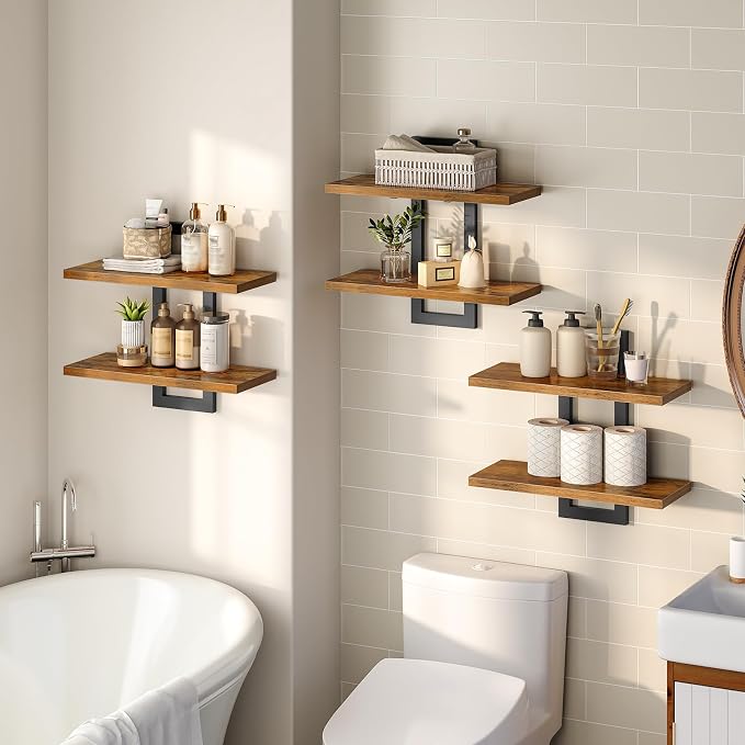HOOBRO Floating Shelves, 15 Inch Wall Shelf Set of 3, Wall Mounted Storage - Image 9