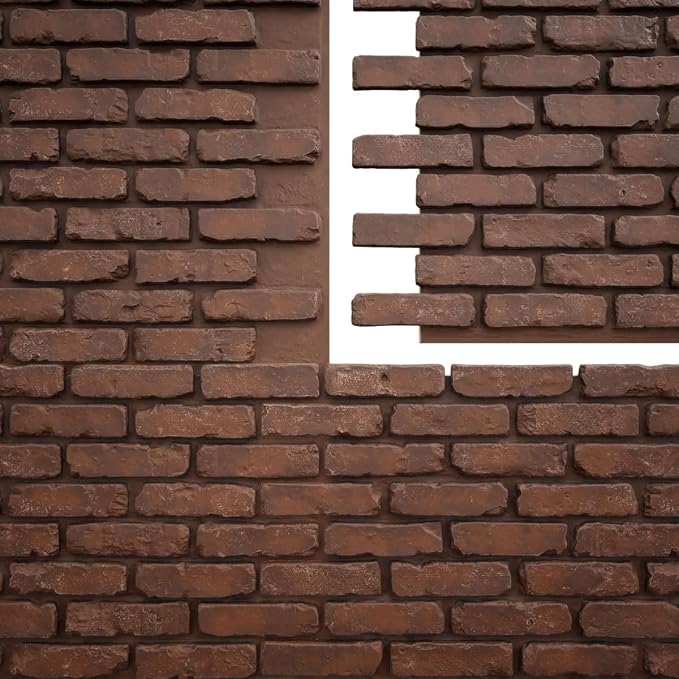 EverStone Aged Brick Faux Brick Panel, 46 7/8"W x 27"H x 1 1/4"D, Pizzeria Color - Image 9