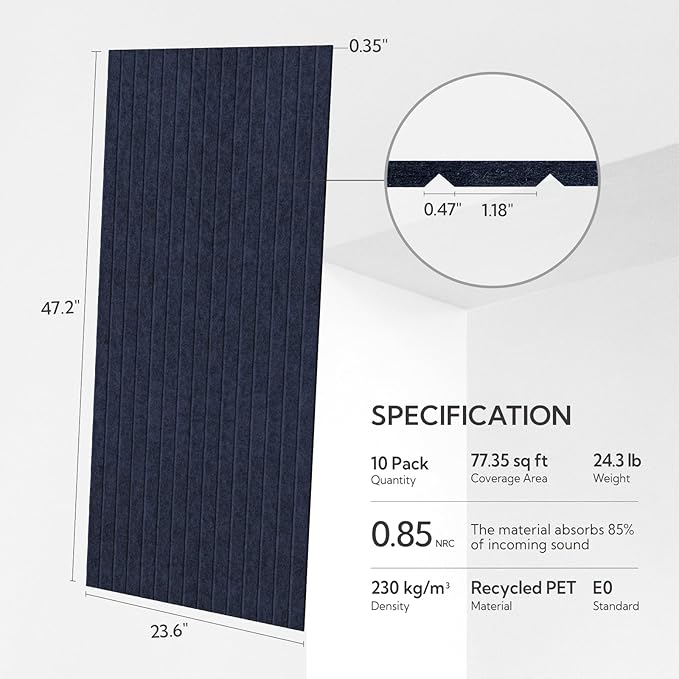 Olanglab Acoustic Wall Panels 10 Pack, 48 x 24 per Acoustic Panels Sound - Image 2