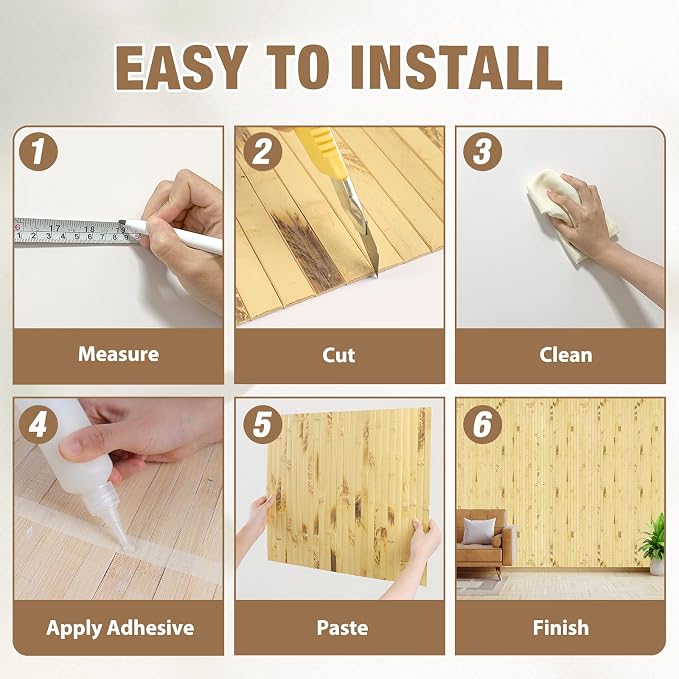 Natural Bamboo Wall Panel for Interior Wall Decor, Pole Wrap Wainscoting - Image 4