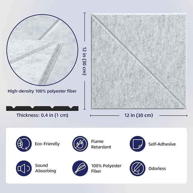 Vieshful 20 PackAcoustic Panels, Peel & Stick Sound Absorbing Wall Panels - Image 5