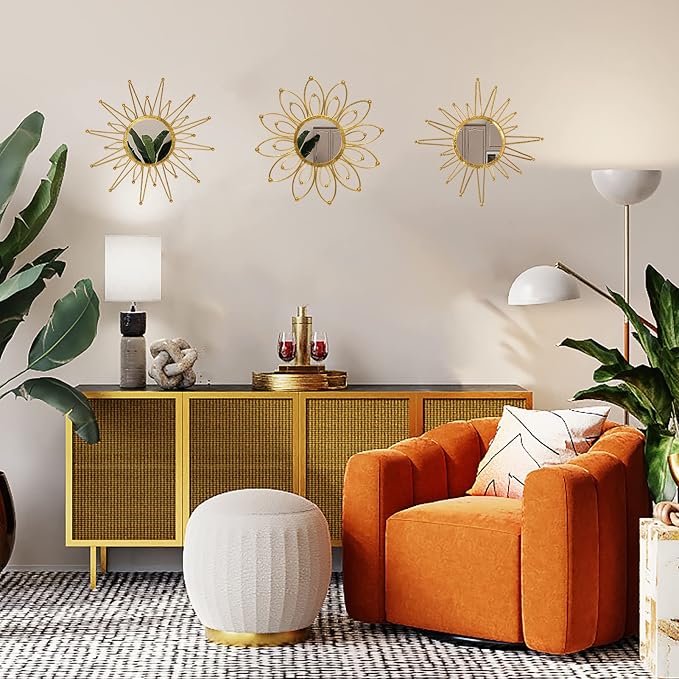 Mirror Wall Decor Gold Mirrors for Wall Metal Sunburst Mirrors Home Decoration - Image 4