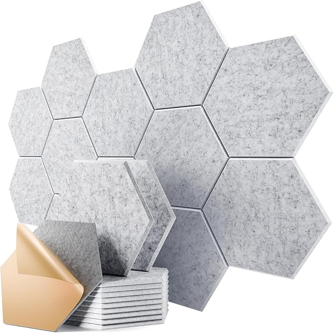 12 Pack Self-Adhesive Acoustic Panels 12" X 10" X 0.4" by Dailycooper