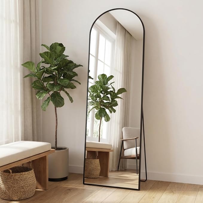 Sweetcrispy 58"x19" Arched Full Length Mirror, Leaning or Standing Full Body - Image 2