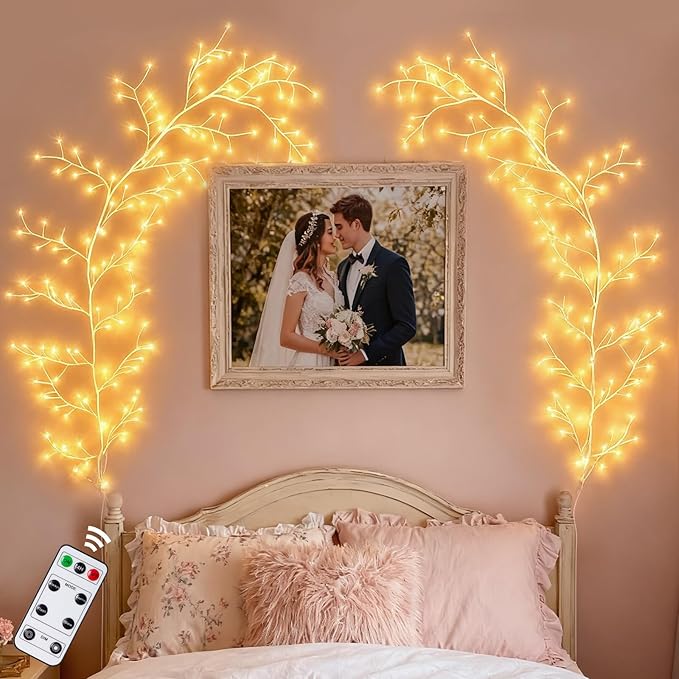 Willow Vine Lights with Remote for Wall: 7.5ft LED Enchanted Vines Lights DIY by SolarOutdoorLights