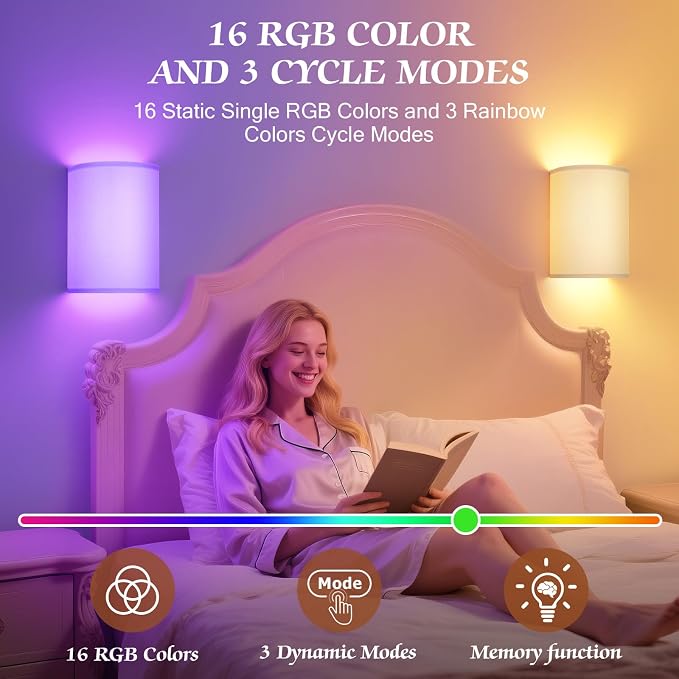 OCATO Battery Operated Wall Sconce: Wireless Wall Sconces Set of Two Battery - Image 4