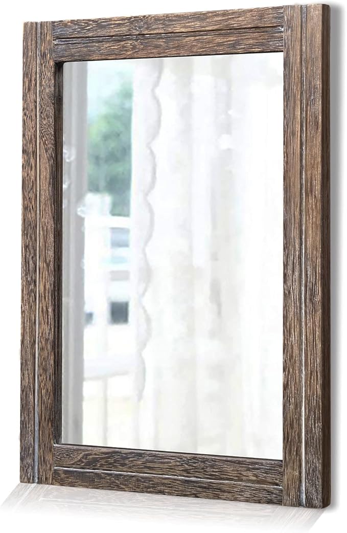 AAZZKANG Mirror with Wood Framed Rectangle Rustic Wall Mirrors Decor by AAZZKANG