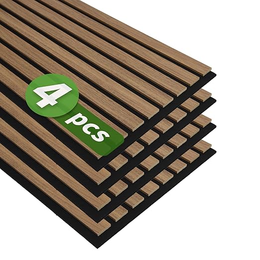 Art3d 4-Pack 12" x 93" Soundproof Wood Slat Panels, 31 sq.ft Acoustic Wall by Art3d